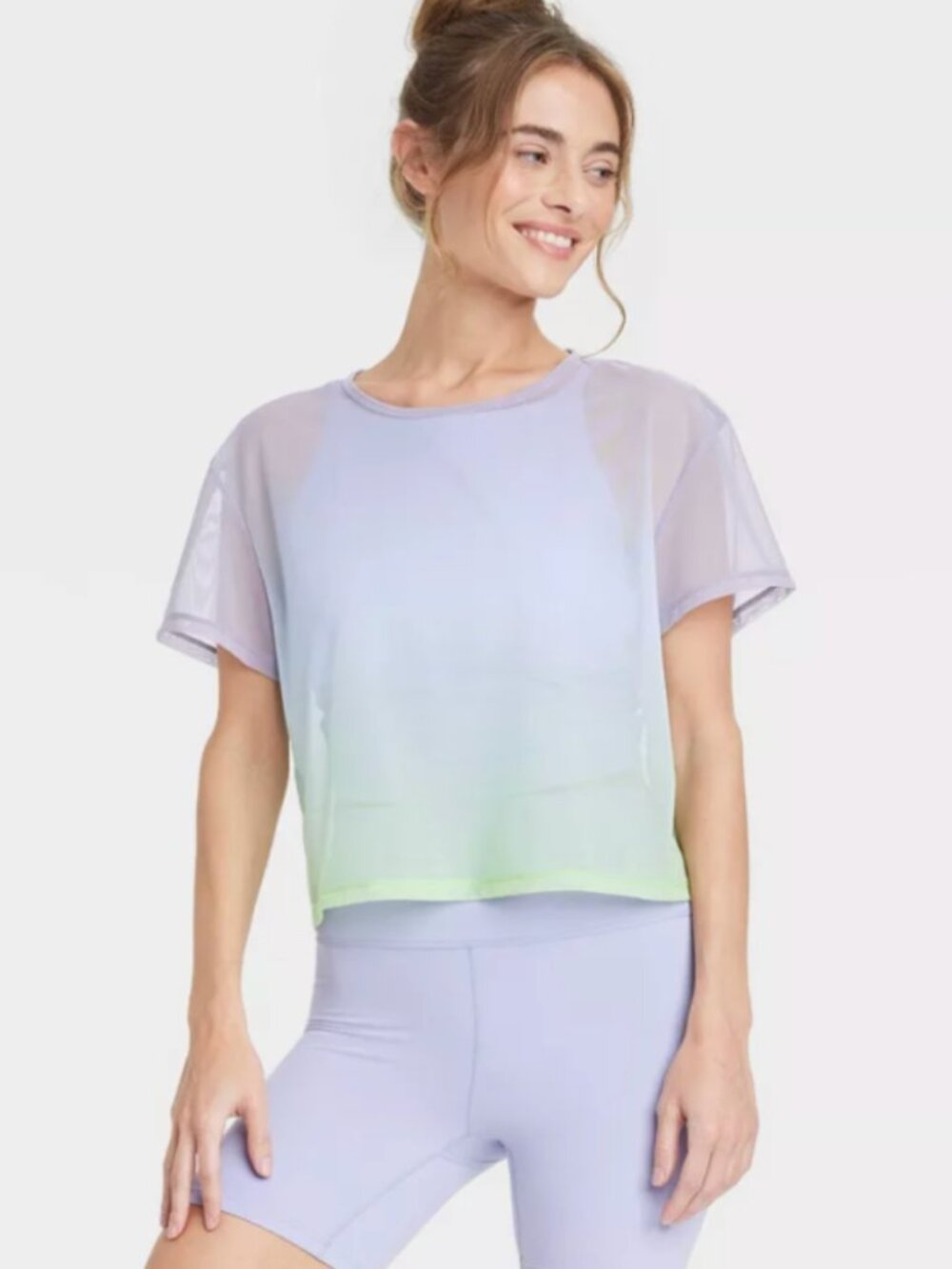 All In Motion Mesh Boxy Tee Cool Multi-Color Ombre Women's US Size L